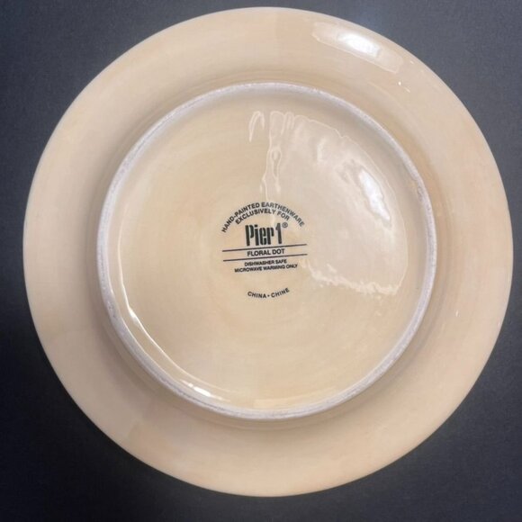 Pier 1 Hand-Painted Earthenware Floral Dot Salad Plates (4) Flowers Scrolls - Picture 4 of 5
